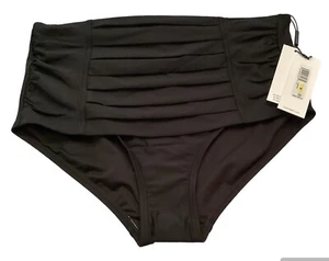 NWT Calvin Klein High Waist Pleated Front Black Swim Bottoms Womens Size M - Picture 1 of 9