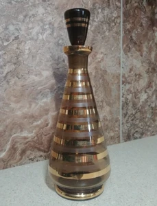 Bronze Glas Wein Dekanter mit Goldstreifen 10,5" - Bild 1 von 6