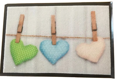 Fußmatte Türvorleger 40x60cm Print Herzen Schmutzfangmatte Fußabtreter Innen - Bild 1 von 2