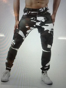 COMBAT CARGO PANTS TROUSERS LARGE REGULAR LR IN GREEN BLACK BROWN WHITE CAMO NEW - Picture 1 of 8