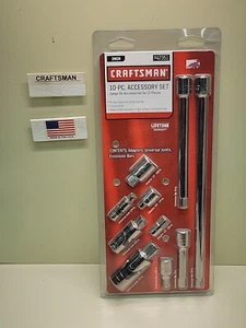 Craftsman 10 Pc 1/4" 3/8" 1/2" Drive Extensions Adapters Joints 42351  *USA* - Picture 1 of 13