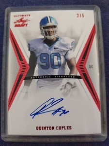 2012 LEAF ULTIMATE DRAFT QUINTON COPLES RUBY AUTO SSP /5  UNC TAR HEELS