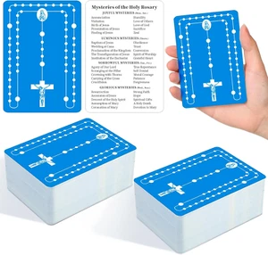 100 Pcs Mysteries of the Rosary Holy Card Bulk Catholic Prayer Cards How to Pray - Picture 1 of 12