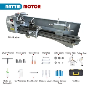 〖Ger〗0930 Mini máquina de torno de 9" x 30" 1100 W para metalurgia corte de hilo de madera - Imagen 1 de 8