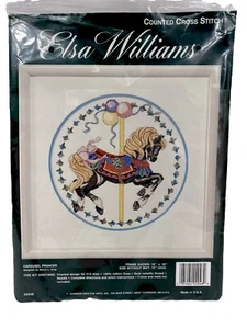 Kit punto croce contato Elsa Williams giostra cavallo rampante oro metallizzato - Foto 1 di 3