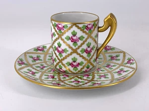 Herend Hungary Petite Roses Demitasse Tea Cup & Saucer 1885 Sprog - Picture 1 of 11