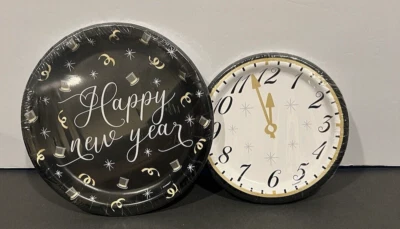 Platos de fiesta de Nochevieja - 8 5/8" cena y 6 3/4" ensalada 12 cada uno nuevo en paquete Foto 1 de 4