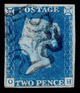 1840 2d Pale Blue Plate 1 OH 4m Superb SCOTTISH Maltese Cross VFU Cat. £1,000.00 - Picture 1 of 1