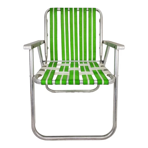 Vintage Aluminum Webbed Lawn Chair Folding Garden Beach Mid-Century Cover