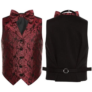 Kids Children Shirt Boys Slim Waistcoat Vest Wedding Party Tuxedo Jacket Black - Picture 1 of 44