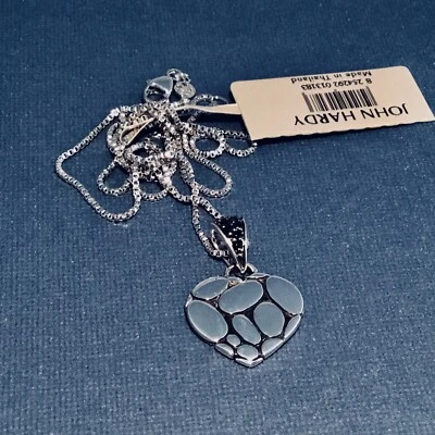 NUEVO CON ETIQUETAS COLLAR COLGANTE CORAZÓN JOHN HARDY KALI PLATA LAVA EN CAJA Foto 1 de 4