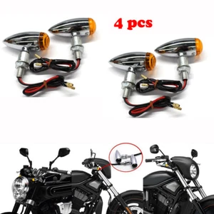 4Pcs Bullet Universal Motorcycle Turn Signals Indicator Light Amber For Harley - Imagen 1 de 12