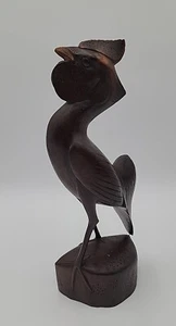Antique Folk Art Carved Walnut Rooster 13" High Detail Sculpture Figurine  - Picture 1 of 23