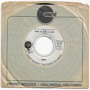 CROW king of rock & roll U.S. amaret 45RPM 125_1970 WHITE LABEL PROMO - Picture 1 of 1