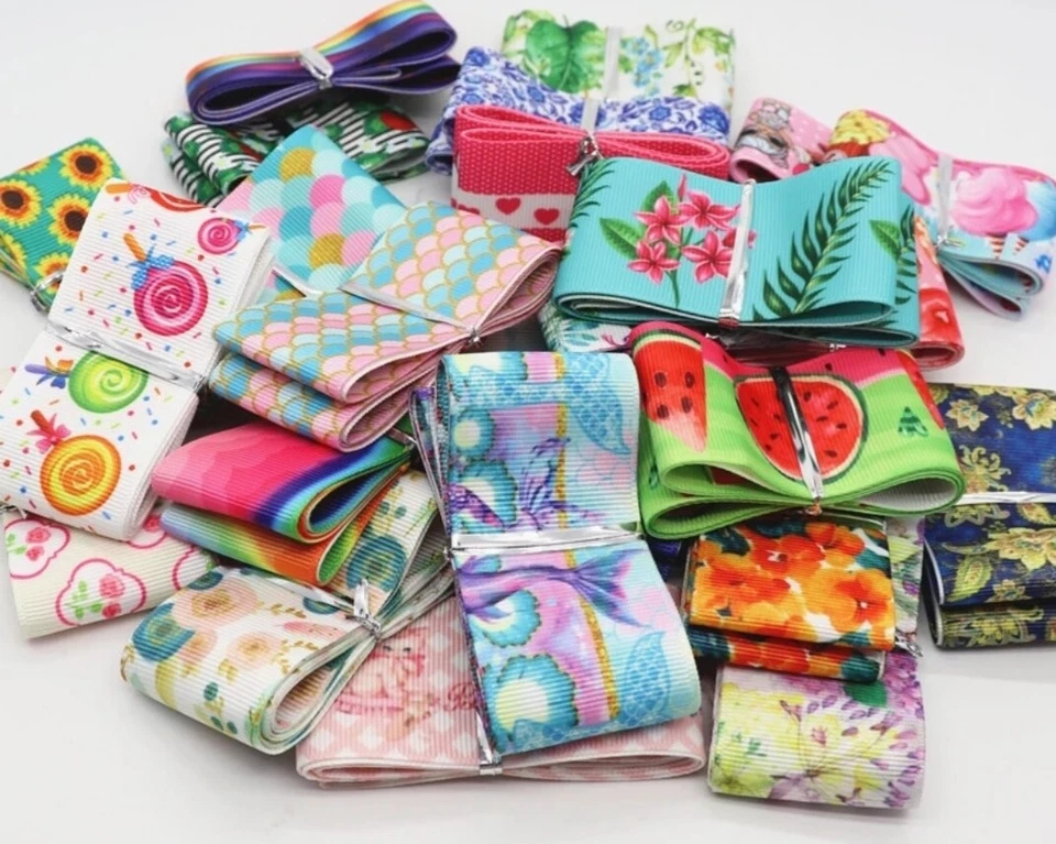 2" 10 yard mix WHOLESALE printed grosgrain ribbon STYLES CHOSEN AT RANDOM - Image 1 of 1