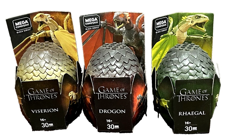 Mega Construx Black Series Game of Thrones Viserion Drogon Rhaegal Complete Set - Image 1 of 1