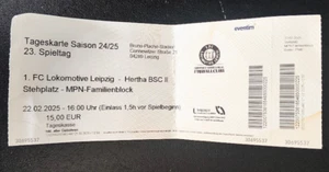 Eintrittskarte Lok Leipzig gegen Hertha BSC Berlin II 22.2.25 - Bild 1 von 1