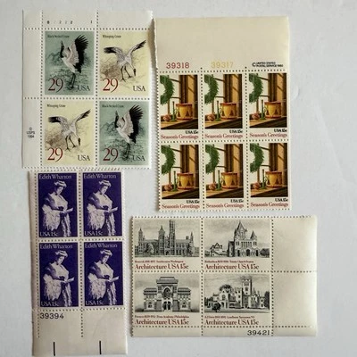 Lot of 4 Plate Blocks of USPS Postage Stamps/12 15 & 4 29 Cent/$2.98 FV/MNH/708 - Image 1 of 2