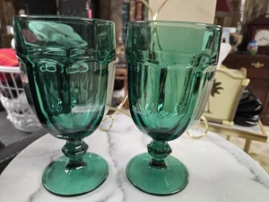 Set 2 Libbey Duratuff Gibraltar Wacholder Smaragdgrün Wein Wasser Gläser 12 Oz - Bild 1 von 5