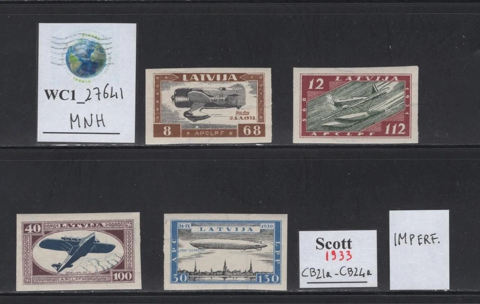 WC1_27641. LETONIA. Raro aire semipostal imperfecto 1933. set.Sc. CB21a-CB24a. MNH Foto 1 de 1