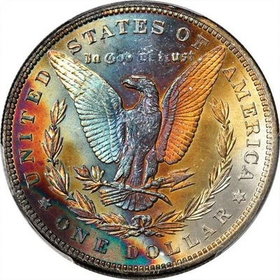 1884 Morgan Silver Dollar. MS-64 (PCGS). CAC. Beautiful Rainbow Toning! - Image 1 of 4
