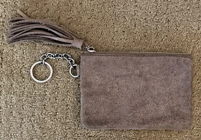 MONSERAT DE LUCCA Taupe Metallic Suede Clutch Tassel Zip Mini Bag - Image 1 of 4
