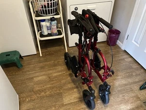 WALK MATE Medical 2 IN 1 Rollator Walker and Transport Wheelchair Chair, Red USA - Picture 1 of 5