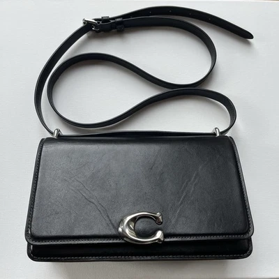 COACH Bandit shoulder bag Leather black CC416 Black/Silver Clasp Free Shipping - Image 1 of 4