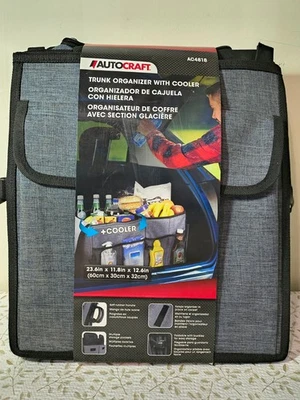 Organizador de maletero plegable de gran capacidad con enfriador aislante para automóviles, gris Foto 1 de 3