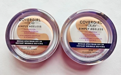 2 PK COVERGIRL Olay Simply Ageless Foundation 210 CLASSIC IVORY Sealed EXP: 2027 - Image 1 of 3