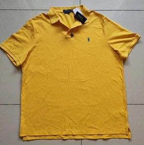 Polo Ralph Lauren gelbes Herren-T-Shirt klassische Passform Kragen Größe XL neu mit Etikett - Bild 1 von 23