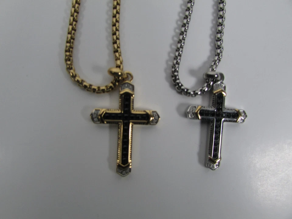 Новый Invicta ювелирных изделий из нержавеющей стали и CZ крест подвеска ожерелье 24» цепочка - Изображение 1 из 1