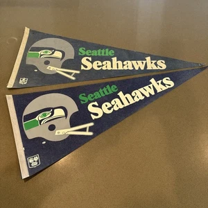 Vintage Seattle Seahawks NFL Felt Pennant Flags 2-Bar Helmet Full Size 30” Lot 2 - Picture 1 of 12