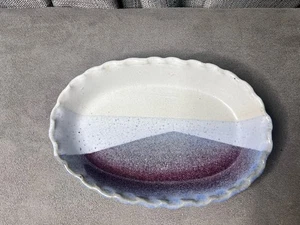 Bandeja de plato poco profunda a rayas de cerámica Neher borde de vieira azul púrpura 8 pulgadas - Imagen 1 de 10