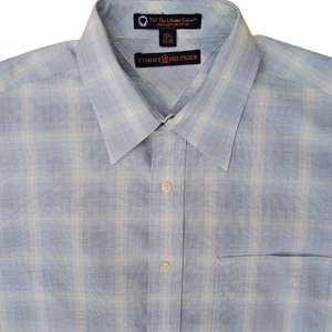 TOMMY HILFIGER TLF – THE LIFETIME Shirt Mens 15.5 M Blue & White Check - Picture 1 of 12