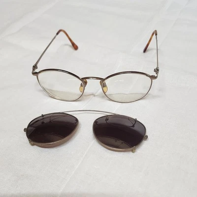 Vtg Giorgio Armani 132 EYEGLASSES Clip On Clips 750 Satin Brown 51-19-135mm - Image 1 of 4
