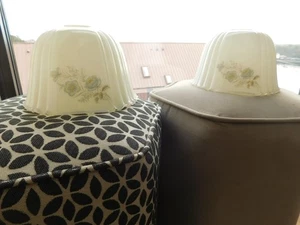 Pair of Vintage Glass Cream Shades with Flower Decoration - Picture 1 of 5
