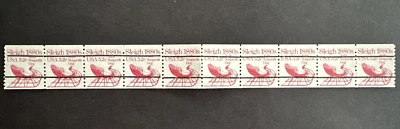 US 1983 Scott #1900a Strip of 10 MNH Sleigh 5.2c Bureau Precancel - Image 1 of 3