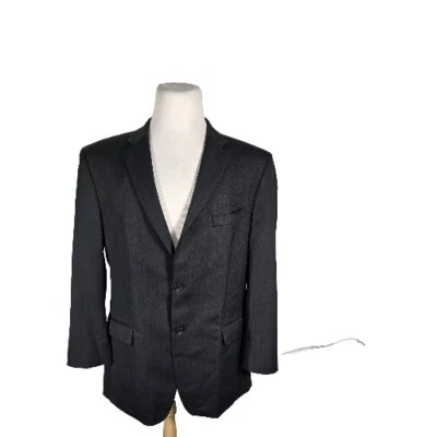 Abrigo deportivo Jones New York para hombre 44L gris oscuro a rayas Guess mezcla de lana S82 Foto 1 de 4