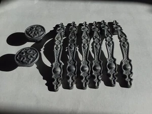 Vintage Cabinet Pull Handle & Knob Antique Silver Lot of 8 Serenata Amerock - Picture 1 of 5