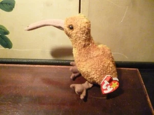 TY Beanie Baby ~ Schnabel der Kiwi Vogel ~ Etikett Fehler 1998 nicht mehr produziert - Bild 1 von 8