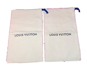 Authentic Louis Vuitton Pair Logo Drawstring Dust bags , 15” X9 Inches.
