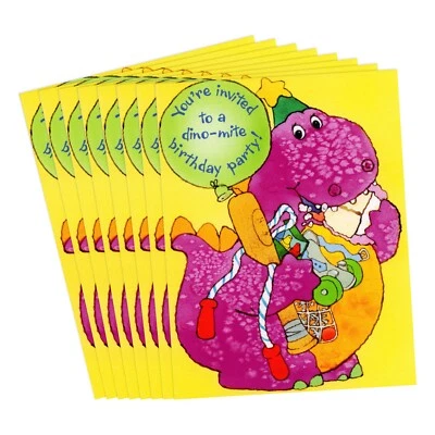 LOT OF 8 AMERICAN GREETINGS KID BIRTHDAY PARTY Dinosaur Invitations + Envelopes - Image 1 of 4