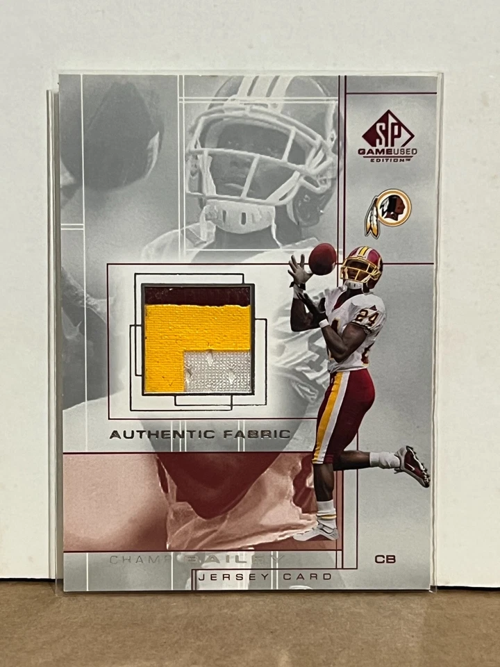 Champ Bailey 2001 Upper Deck SP Game Used Authentic Fabric 3 Color Jersey Patch - Image 1 of 1