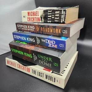 Mixed Lot of 5 Stephen King & Michael Crichton PB Books Lost World Dead Zone - Picture 1 of 14