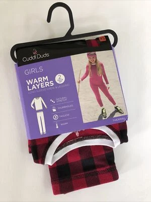 Cuddl Duds Girls L/Sleeve Thermal Crew & Leggings (4-6) Red/Black Plaid. NWT - Image 1 of 3