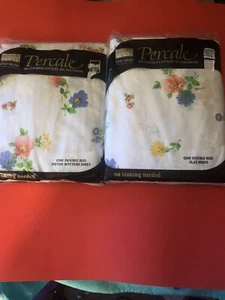 Vintage Montgomery Ward Floral Percale Full Fitted & Flat Sheet Set Brand New - Picture 1 of 4