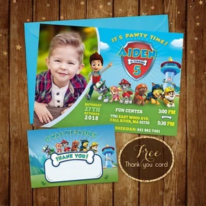 Paw Patrol Birthday Invitation with Photo for Boys or Girls - Printable 5x7" - Picture 1 of 1