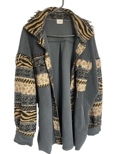 Blau Buttercup Boho Größe L Flanell Oversize Shacket Hemd Flanell Taschen 32" - Bild 1 von 10
