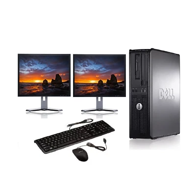 DELL DUAL SCREEN DESKTOP TOWER PC & TFT COMPUTER WITH WINDOWS 10 & WIFI & 8GB - Image 1 of 4